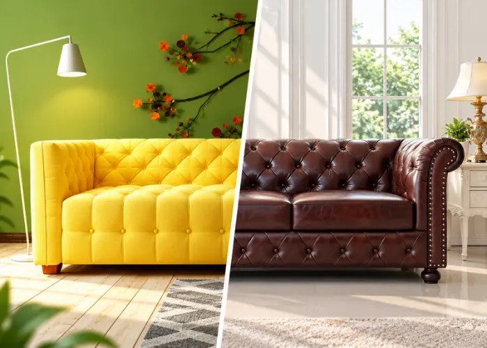 Fabric and leather change for sofa upholstery